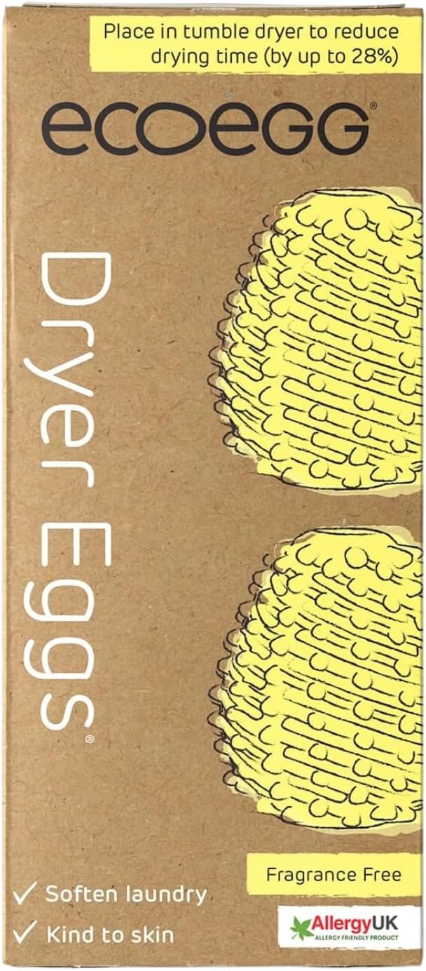 Ecoegg Dryer Egg | Reduces Drying Time | Tumble Dryer Balls replacement | Softens Clothes | Hypoallergenic | Fragrance Free | 2 Eggs