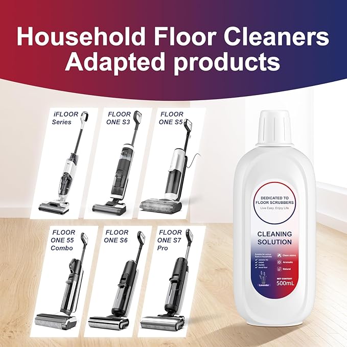 Compatible with Tineco Cleaning Solution Lavender Scent Floor Cleaning Solution, Suitable for All Robot Vacuum Cleaners and Wireless Wet Dry Dual-Use Vacuum Cleaners (1 Bottle, Lavender)