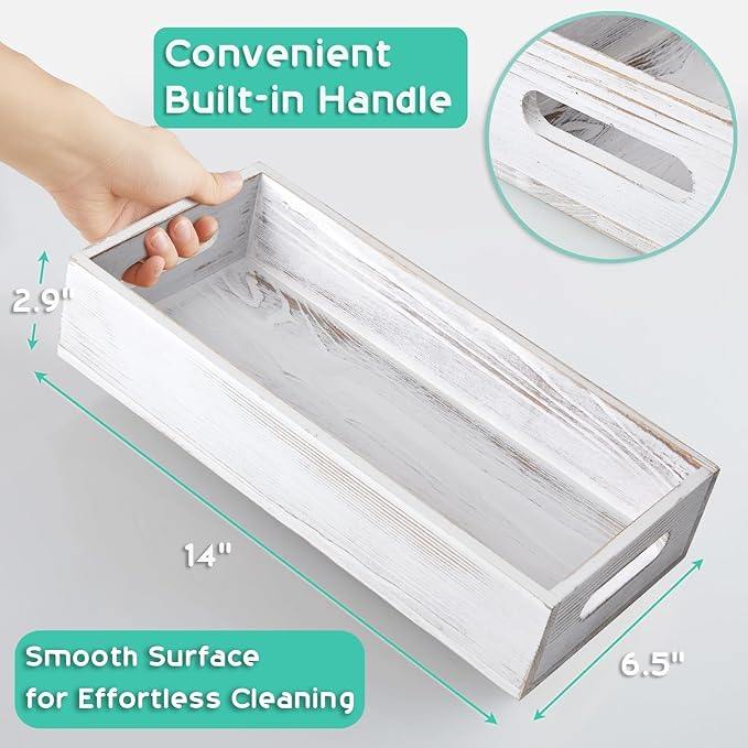 ALELION Bathroom Basket for Toilet Tank - White Wooden Toilet Basket, Decorative Back of Toilet Organizer for Organizing Toilet Paper, Towels, and Bathroom Accessories