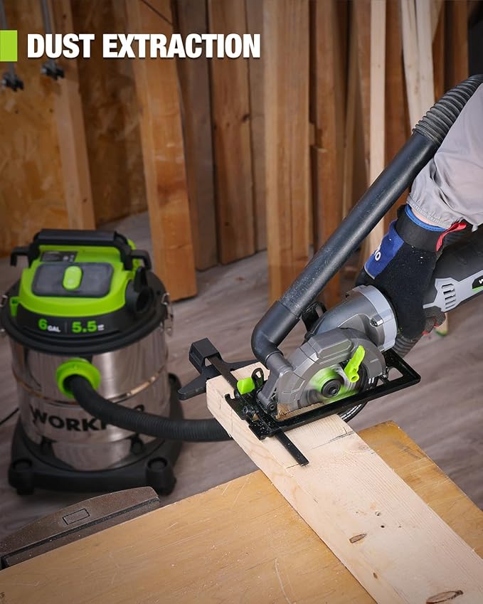 WORKPRO 5.8Amp 3500RPM Circular Saw with Parallel Guide, Maximum Cutting Depth 1-11/16?(90°),1-1/8?(45°), Compact Circular Saw with Three 4-1/2" Blades for Wood, PVC, Tile, Cement Block