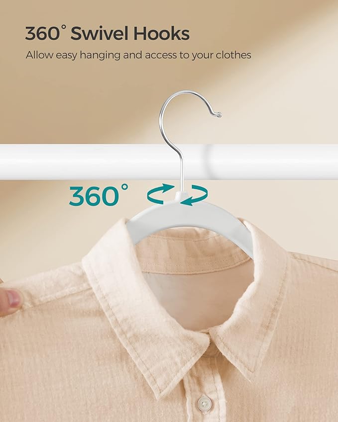 SONGMICS Clothes Hangers, Pack of 50 Plastic Coat Hangers, Space-Saving, Cloud White UCRP050W05