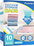 Fygrip Vacuum Storage Bags with Hand Pump, Plastic Packaging Bags, 80% Space Saver Vacuum Seal Bags for Clothing, Travel Lugggage, Blankets, Comforters, 10 Medium