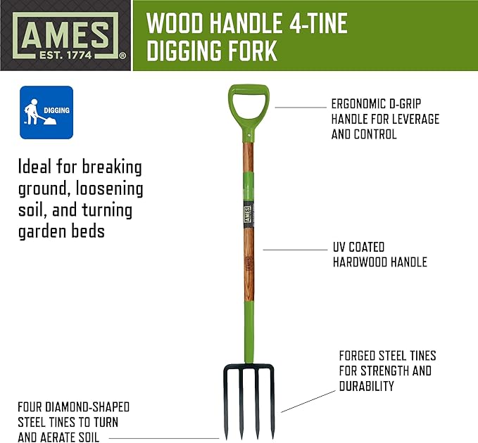 AMES 3-pc. Small Spaces Gardening Kit with Border Spade, Digging Fork, and Round Point Shovel
