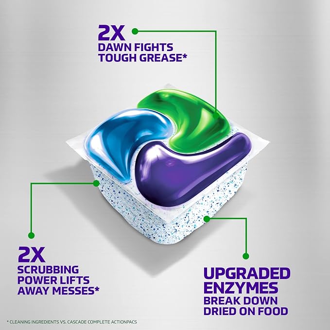 Cascade Platinum Plus Dishwasher Pods, Dishwasher Detergent, Dishwasher Soap, Dish Tabs, Dishwashing Tablets, Dish Detergent, Fresh, Actionpacs, 62 Count