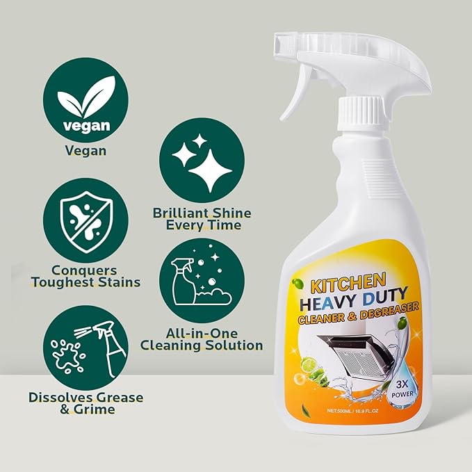 Clean Up Kitchen Oil Stains Spray: Foam Cleaner Spray Cuts Through Baked-On Grease on Ovens Stove Tops Grills - Heavy Duty Kitchen Degreaser & Cleaner for Multi-Surface Cookware & Countertop