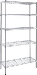 Simple Deluxe 5-Tier Storage Shelves, 35.83" W x 13.98" D x 71.7" H Wire Metal Shelving Unit, 1250 Lbs Loading Capacity, Chrome