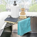 Sink Caddy Sponge Holder for Kitchen Sink, Small Dish Drainer for Kitchen Counter, Triangle Sink Brush Drainer Rack, Collapsible Dishes Drying Rack Over Sinks, Dishrack Utensil Holder Dryer White