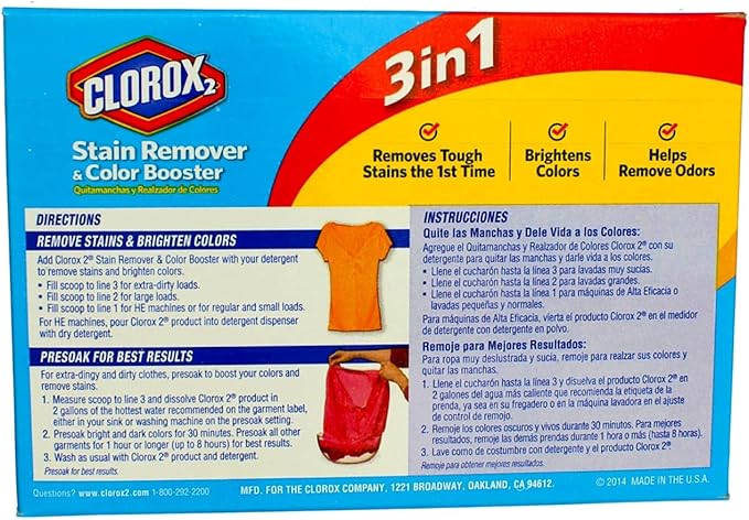 Clorox 2 Laundry Stain Remover and Color Booster Powder, 49.2 Ounce (Pack of 2)