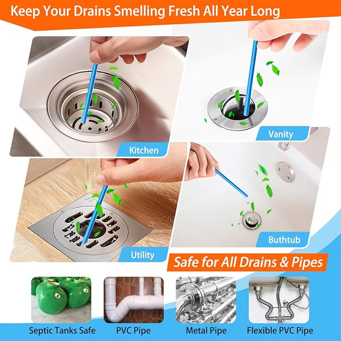 Drain Sticks Drain Cleaner Sticks Drains Cleaner Disposal Stick Enzyme for Odor Clogs Remover Sink Septic Stick for Drains As Seen On TV