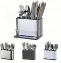 LIBODOUR Utensil Holder,Stainless Steel Caddy Counter,Spoon holder,4 Compartments Silverware Caddy,Capacity Flatware Spoon Fork Tool Cutlery Holder