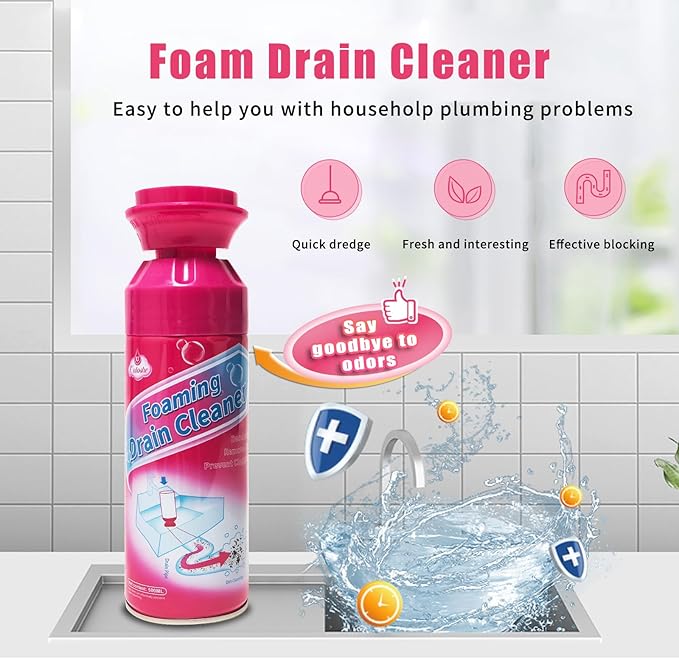 Drain Cleaner, Foaming Drain Cleaner and Deodorizer, Drains Clog Remover for Bathroom Sinks, Washbasin, Tubs (2 PCS)