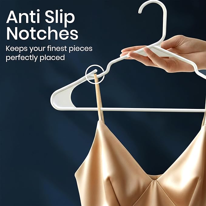 Utopia Home Plastic Hangers 100 Pack - Perfect Space Saving Clothes Hanger - Durable and Strong - Perfect Closet Organizers with Shoulder Grooves (White)