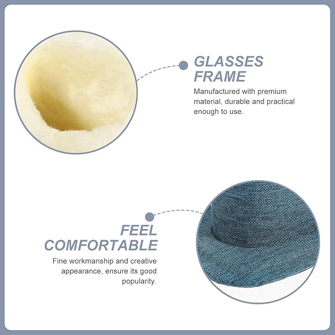 SEWACC Linen Fabric Glasses Holder Stand 2pcs, Plush-Lined Eyewear Organizer Base for Sunglasses and Reading Glasses, Convenient Desktop Storage for Nightstand and Office Use