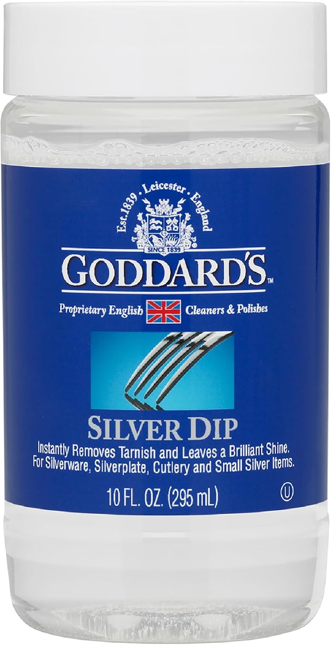 Goddard's Silver Cleaner Dip – Silver Jewelry Cleaner Solution for Filigree Metalwork & Small Items – Professional Use Tarnish Remover – Silverware Cleaning Supplies (10 oz)