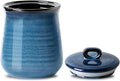 HASENSE Ceramic Food Storage Jar with Airtight Lid, 80 FL OZ Large Blue Coffee Container & Candy Canister for Countertop, Farmhouse Kitchen Decor for Sugar, Tea, Flour, Cookies, Snacks & More