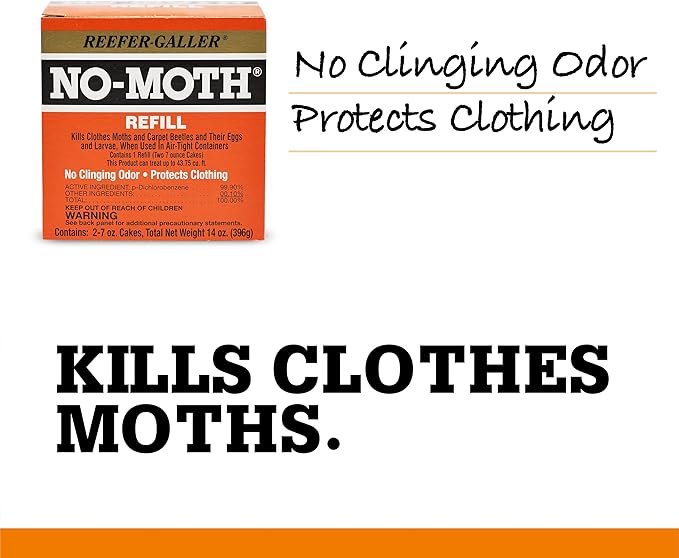 NO Moth Closet Hanger Refill Kills Clothes Moths, Carpet Beetles, and Eggs and Larvae, 7 OZ, 2 count (Pack of 1)