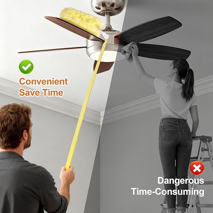 JOYMOOP Scented Telescopic Duster kit, 3FT Extendable Handle (Yellow) + 4 Yellow Refills for Swiffer Feather Duster,Easy Cleaning for Ceilings, Ceiling Fans, Blinds, Vents & Shelves