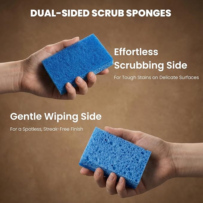 Kitchen Sponges, 6 Count, Non-Scratch Scrub Sponge, Dual Sided Cleaning Sponges for Dishes, Kitchen, Bathroom