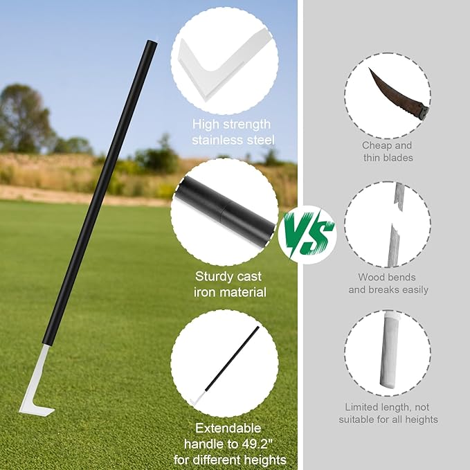 49.2” Long Handle Crack Weeder, 3 Adjustable Length Crevice Weeding Tool Manual Weeder Puller for Sidewalk, Paver, Wall Gaps, Lawn Yard Gardening Tool (Silver)