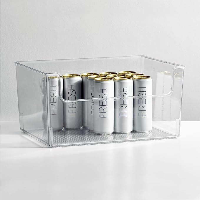 mDesign 4 Pack Clear Plastic Modern Open Front Dip Storage Organizer Bin Basket - 12x12x45 inches, 25.66L Capacity - Household Organization - Shelves, Cubby, Cabinet, Closet - Ligne Collection