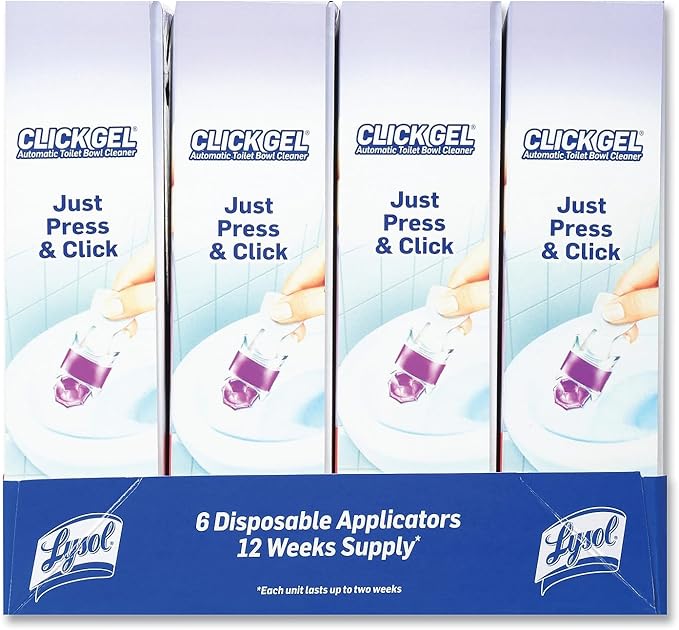 Lysol Click Gel Automatic Toilet Bowl Cleaner, Toilet Gel Stamp, Toilet Freshener, Bathroom Essentials, Refreshing Lavender Scent, 6 Count (Pack of 1)