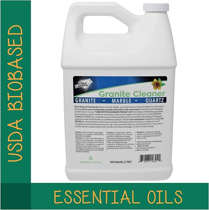 Black Diamond Stoneworks Granite Counter Cleaner: USDA Certified BIOBASED- Safe for Granite and other stone countertops. Safe for food contact formula to keep your countertops looking fresh and clean!