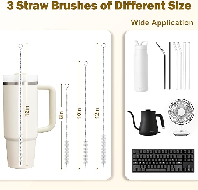 XYFuuee 5 Pack Dish Bottle Brush Set with 5-in-1 Cup Cleaning Brush, Dish Scrub Long Handle Brush with Scraper Tip, 3 Straw Cleaner Brushes, Washing Kitchen Sink Pot Pan Water Bottle Stove