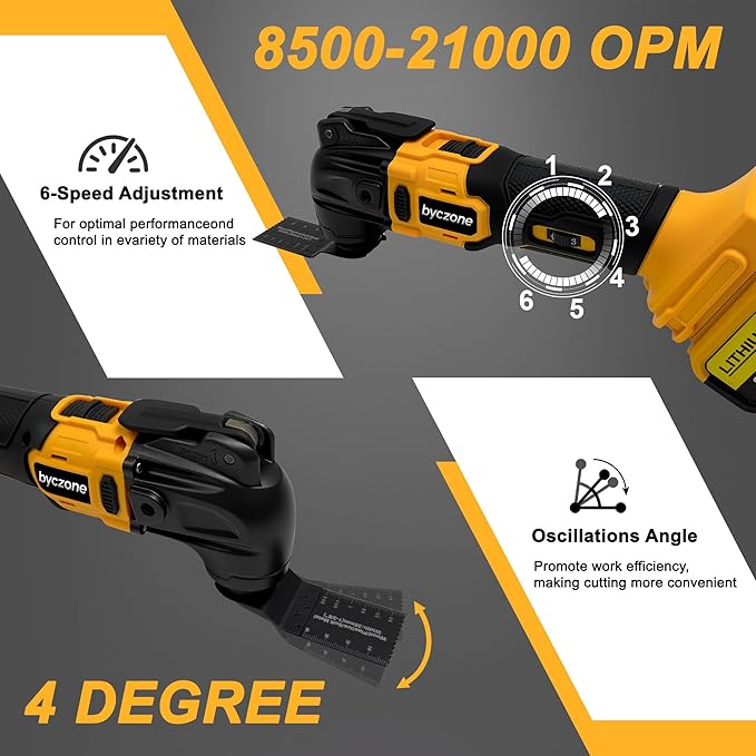 Cordless Oscillating Multitool Compatible with DeWalt 20V Max Battery, Tool Only, 6 Speeds 8,500-21,000 RPM, Bulit-in LED Light, 22 Accessories, Oscillating Power Tools for Scraping Cutting Sanding
