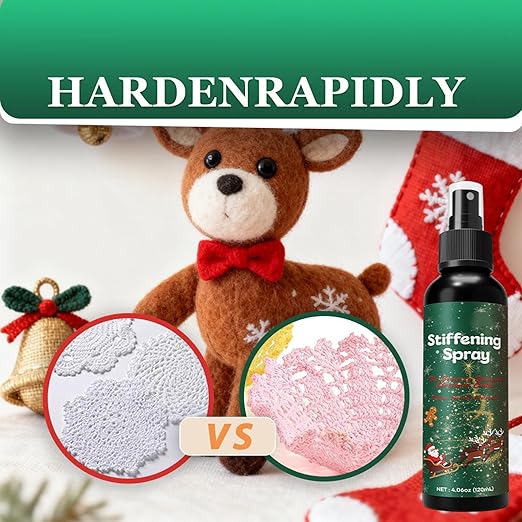 Fabric Stiffener Spray, 120ml Starch Stiffen Quick Fabric Spray for Stiffening with Easy Application for Lace, Wool, Clothes, Felt, Crochet, Holiday Decoration