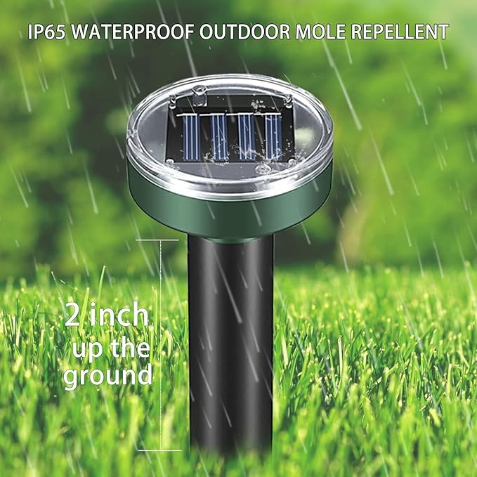 Solar Powered Ultrasonic Mole Repellent,Waterproof Outdoor Vibration Mouse Control for Yard Garden,360° Effective Rodent Repellent with Ultrasonic Sound,Green,10 Piece