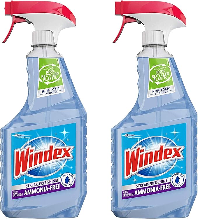 Windex Cleaners, Blue, 26 fl. oz. 2 Count (Crystal RAIN)