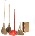TTS Home Broom and Dustpan Set with 44.9'' Long Handle for Family, Kitchen, Office, and Lobby – 4-Pack Stand-Up Brooms with Dustpan Combo