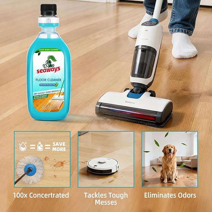 Robot Mop Cleaning Solution,100X Concentrated Floor Cleaner compatible with All Robot Vacuum and Mop,Plant-Based, Pet-Safe Formula for Hardwood,Tile, Laminate,Vinyl,16.9 Fl Oz(Pack of 4)