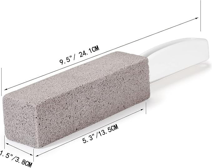 3 Pack Pumice Stone for Toilet Bowl Cleaning with Handle, Scouring Stick Remove Toilet Bowl Hard Water Rings, Calcium Buildup and Rust for Cleaning Toilet, Bathroom, Kitchen Sink, Grill (Gray)