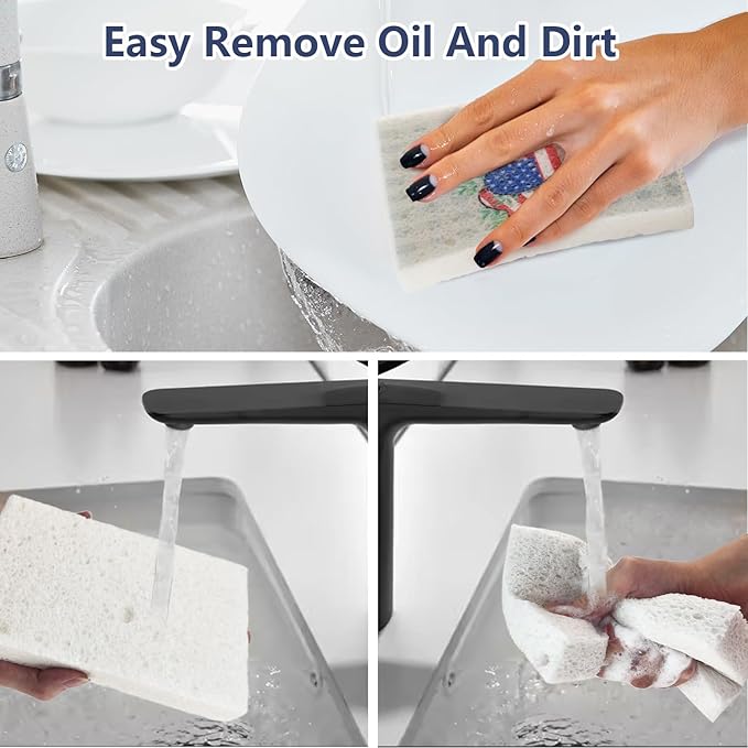 4Pcs USA Flag Heavy Duty Kitchen Dish Sponges | Large Odor Free Non-Scratch Scrub Pad | Household Cleaning Scrubber for Sink, Counters, Surfaces, Pots, Pans, Dishwashing (6" x 4" x 1"), Style 2