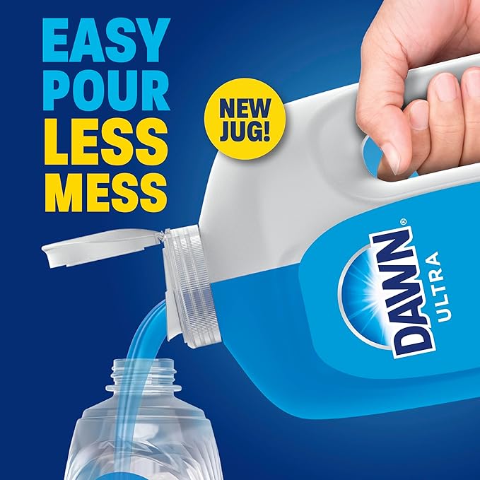 Dawn Ultra Original Dish Soap Refill Jug Large Size Original Blue Liquid Dishwashing Detergent, Powerful Dawn Dish Soap for Grease, 51.5oz (Pack of 2)
