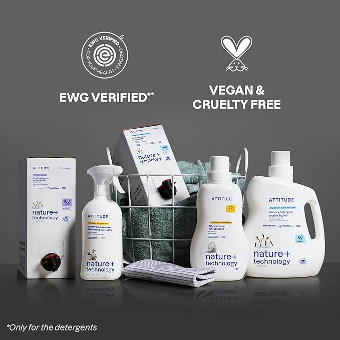ATTITUDE Liquid Laundry Detergent, EWG Verified, HE Compatible, Plant-Based & Vegan, Natural Laundry Soap, Wildflowers, 80 Loads, 67.6 Fl Oz