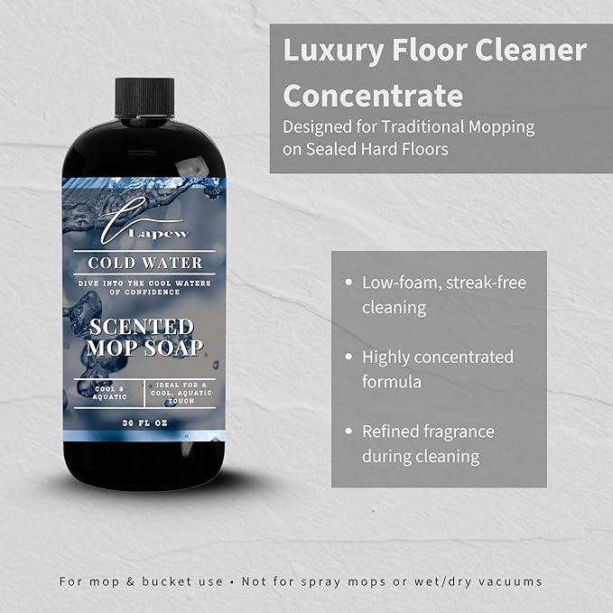 Lapew Cold Water Scented Mop Soap - Luxury Floor Cleaner Concentrate for Mopping Tile, Laminate, Vinyl & Hardwood | Streak-Free, Low-Foam | 36 oz