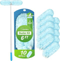 6 ft Extendable Dusters for Cleaning Compatible with Swiffer, Super Long Handle Dusting Wand Kit with 10 Refills, 360 Degree Heavy Duty Microfibers Dust Removing Tool for Ceiling Fan Wall