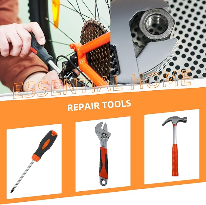 20 Piece Orange Home Tool Set, Home Repair Tool Kit for Men Women, and College Students, Comes With A Portable Storage Box and Can be Used for Small Home Repairs and Outdoor Work