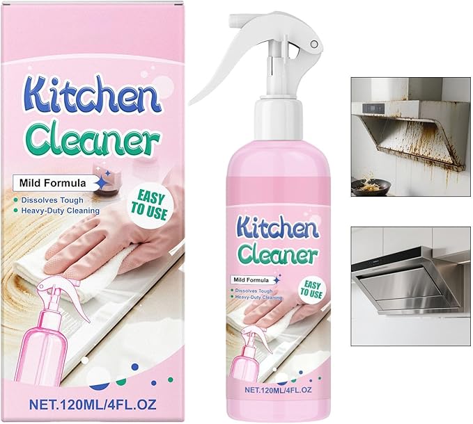 Kitchen Cleaner Spray, No-Scrub Cleaning Power, 7.5x4.7x17cm, Dirt Clean Spray, All Purpose Stain Removal, Efficient Grime Elimination, For Counter Cabinet Barbeque