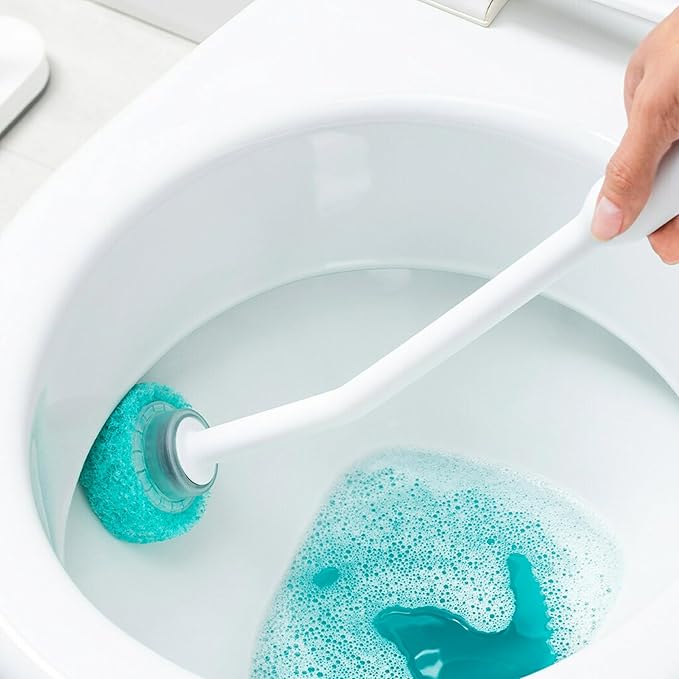 Scotch-Brite Power Scour Toilet Cleaning System, Toilet Bowl Cleaner with Disposable Scrub Pad Tablets, Includes 1 Wand, Stand and 5 Scrubbing Pad Refills