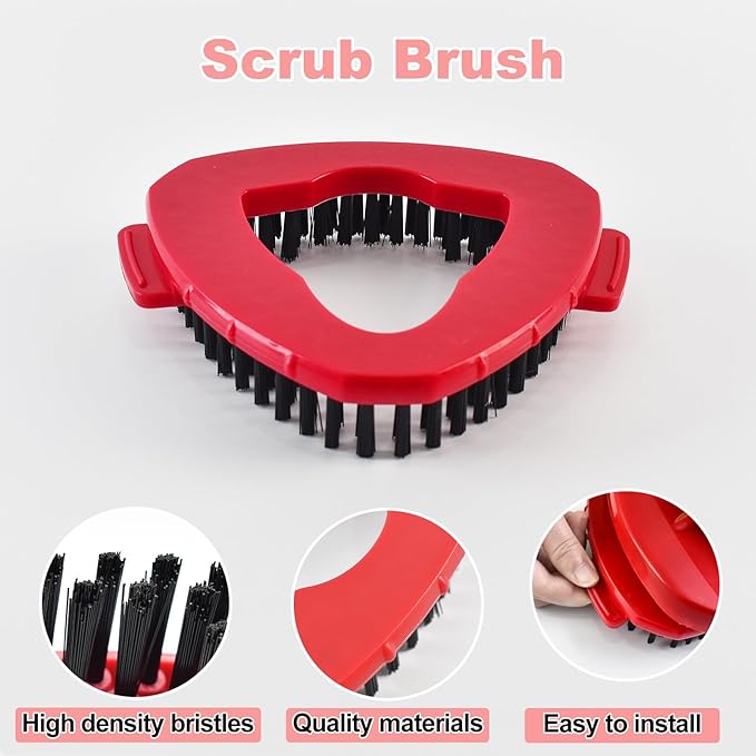 Mop Handle Mop Replace Heads and Mop Base Brush Replacement for O Cedar EasyWring 1-Tank System Include 3 Spin Mop Replacement Head, 4-Section Mop Handles, 1 Base and 1 Scrub Brush Combo