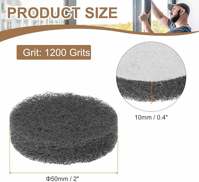 HARFINGTON 16pcs Scrubber Scouring Pads 1200 Grits 2 Inch Drill Power Brush Hoop and Loop Surface Conditioning Disc Drill Scuffing Disc Scrub Pads for Home Kitchen Cleaning, Light Gray