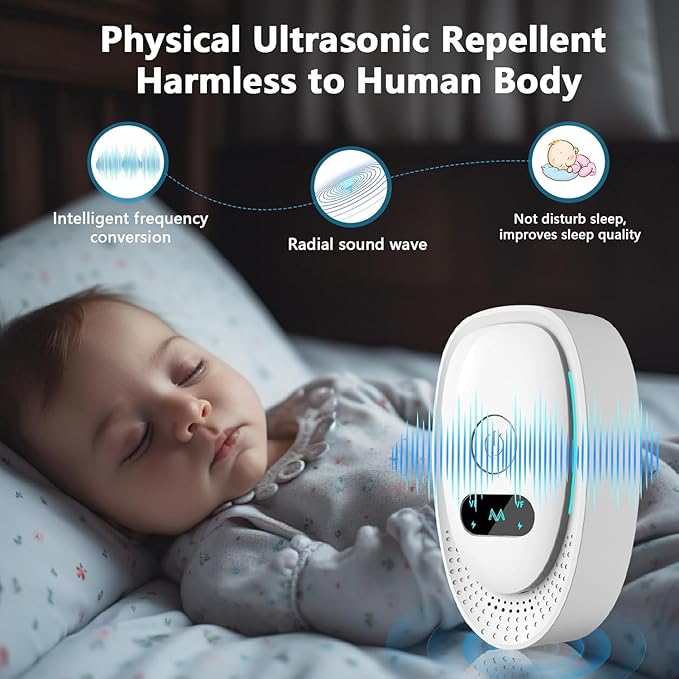 2025 Upgraded Ultrasonic Repeller & Insect Indoor Repeller, Mouse Repellent Ultrasonic Plug in for Rodent, Roach, Bugs, Ant, Electronic Pest Deterrent, 6 Packs, Whtie