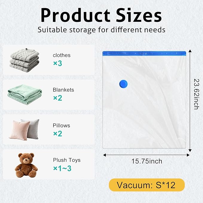 8 Pack Jumbo Travel Vacuum Storage Bags, Portable Vacuum Seal Bags for Clothing Travel with Pump, Space Saver Bag for Luggage Suitcases Clothes Bedding Seasonal Storage