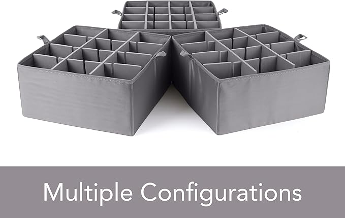 Covermates Keepsakes - Adjustable Zip-Top Storage Box - Configurable FlexGrid Compartments - Heavy Duty Polyester- Reinforced Handles - Stackable Design - Indoor Storage, Brown Heather