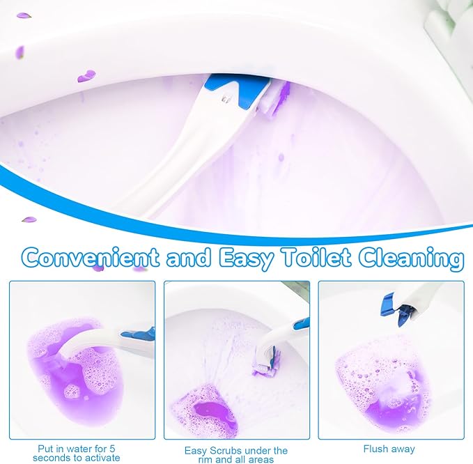 36 Refills Disposable Toilet Bowl Paper Bulk Toilet Fresh Flushable Refills for Bathroom Toilet Brush Accessories Supplies Starter Kit (Lavender Scent)