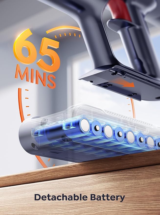 INTETURE Cordless Vacuum Cleaner, 600W 50Kpa 65Mins Vacuum Cleaners for Home, Self-Standing Stick Vacuum with Touch Screen & Wall Charging Station for Hard Floor Carpet Pet