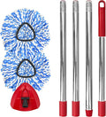 Spin Mop Replacement Set for O-Ceda 2-Tank System, Includes 2 Mop Head Replacement, 1 Mop Handle (30-58in Adjustable 4-Section Pole), 1 Spin Base